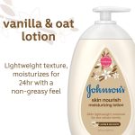 Johnson's Skin Nourish Moisturizing Baby Lotion for Dry Skin with Vanilla & Oat Scents, Gentle & Lightweight Body Lotion for The Whole Family, Hypoallergenic, Dye-Free, 16.9 fl. oz - Image 3